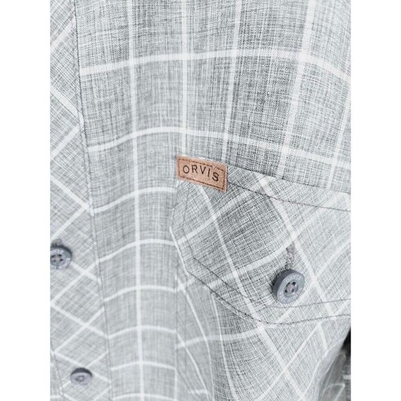 ORVIS Shirt Men’s XL Gray White Plaid Button Up short Sleeve Lightweight - Picture 7 of 8